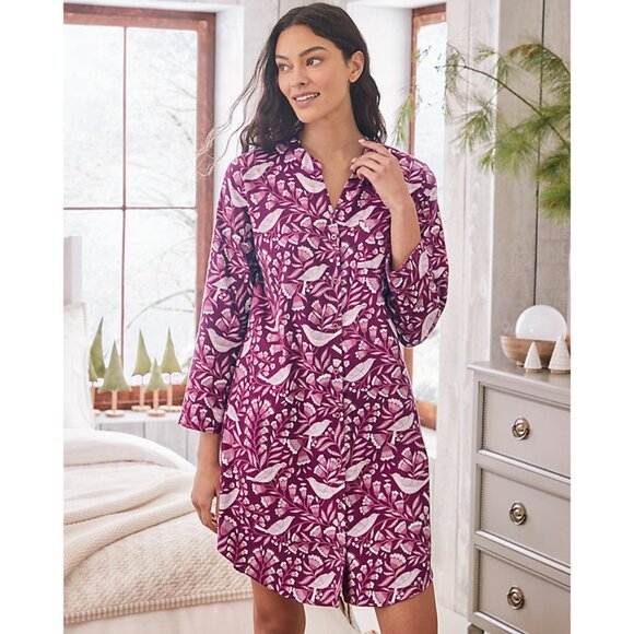Garnet Hill Dresses & Skirts - Garnet Hill womens Port Songbird Organic Pima Cotton Flannel Sleep dress Medium